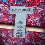 Catherines  Paisley Button Front Shirt Size 4X Red Lightweight Comfy Office Boho Photo 3