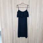 Abercrombie & Fitch Womens Off Shoulder Dress Sz XL Black Ribbed Midi Minimalist Photo 2