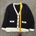 Tahari  Black and White V-Neck Cardigan Photo 1