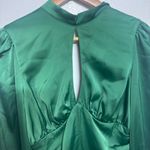 Majorelle bristol Green Satin Long Sleeve ruched dress Photo 3