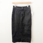 Free People  | Maddie Denim Midi Skirt Front Slit Black Jean Pencil | 28, 6 Photo 1