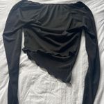 Black Mesh Long Sleeve Asymmetrical Top Size XS Photo 1