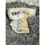 Yes Lola Hooded Cropped Knit Sweater Gray Lined Hood Pom Poms Size Large (5365) Photo 3