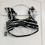 Vince Camuto  Women's Bikini Top Swimwear Ruffle Sleeve Zebra Print Black‎ Medium Photo 6
