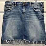 Silver Jeans  Francy Mini Skirt Womens‎ 6 Blue Denim Mid Rise Raw Hem Zip Fly Photo 0