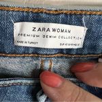 ZARA Woman Pink Roses Floral Embroidered Raw Hem Skinny Denim Jeans Photo 6