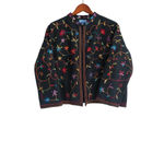 BFA Classics Floral Embroidered Jacket 1X | Boho Luxe Cottagecore Festival Layer Black Photo 2