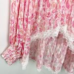 Rococo Sand Candy Blouse Pink Paisley Metallic Long Sleeve Size Medium Photo 8