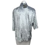 NEW Et Tigre Kenji Silver Metallic Velvet Velour Short Sleeve Mock Neck Top Sz S Photo 3
