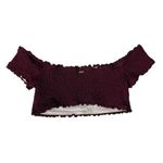 PINK - Victoria's Secret PINK Bikini Top Large Maroon Off Shoulder Fringed Boho Beachwear Photo 1