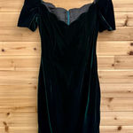 Vintage Hollywood Nites Medium Green Crushed Velvet Off Shoulder Dress Christmas Photo 0