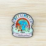 Caffeinated & Medicated/MentalHealth Awareness Enamel Pin White Photo 3
