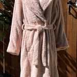 Free People Women’s Cuff It Faux Fur Teddy Long Coat Size L, Dusty Pink, NWT Photo 0