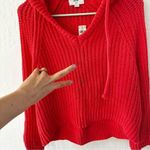 Aerie  PINK Chenille Chunky Knit Pullover Sweater Hood Drawstring XS Photo 2