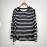 Lou & grey  Striped Top Long Sleeve Side Zip Grey White Cotton Blend size M Photo 11