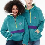 Aeropostale Aero One Unity QuarterZip Unisex Small Colorful Sherpa Hoodie Jacket Retro Style Photo 0