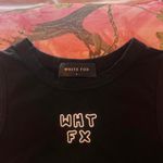 White Fox Boutique "wht fx" logo embroidered black high neck crop top Photo 7