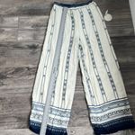 Hummingbird  Blue Print Wide Leg Palazzo Pants MEDIUM Elastic Multi Color NWT #65 Photo 7