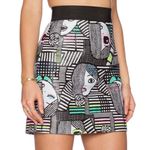 Milly  Les Femmes Mod‎ Faces Multicolor Jacquard Full Back Zip Mini Skirt Size 6 Photo 2