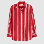 Madewell  Oversized Button-Up Shirt in Poplin in Cherry Red Size Medium NWT Photo 6