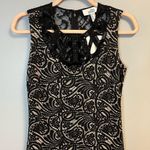Badgley Mischka Belle Dress Black & Creamy Tan w/Beaded & Lace Neckline Sz 4 NWT Photo 1