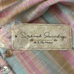 French Laundry  Striped Button Up Front Tie Cotton Blouse Photo 8