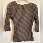 Reaction Kenneth Cole 🌞Kenneth Cole Reaction Brown,White& Black V-Neck Geometric Faux Wrap Blouse A Photo 6