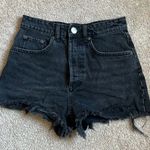 ZARA Black High Rise Distressed Cheeky Denim Shorts Size 2 Photo 0