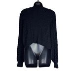 Alice + Olivia  Black Kitty Cardigan Chunky Knit Sweater Cream White Bows Large Photo 2