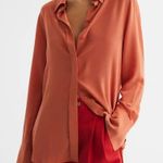 Reiss  Eden matte silk orange long sleeve tunic blouse 0 Photo 0