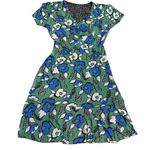 CAbi  Celebrate Dress Green Blue Floral & Black White Polka Dot Reversible Dress Photo 5