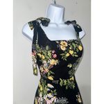 RIHOAS Floral Midi Dress Tie Strap Square Neck Black Yellow Spring Summer S Photo 3