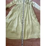 Frnch Paris Lime Green Satin Midi Dress Size L Long Sleeve Button Front Size L Photo 2