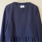 Akris Punto Peplum Full Zip Jacket Business Casual Dark Navy Blue Sz 10 Photo 1