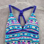 Hula Honey  Purple Print Crisscross Padded Swimwear Tankini Tank Top Medium M Photo 2