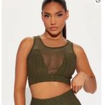 LA Society Torrey V-Mesh Olive Green Sports Bra Yoga Top, S Photo 1