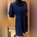 Madewell Corduroy Puff Sleeve Tiered Mini Dress in Deep Indigo Blue Size Small Photo 7