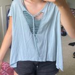 Free People Blue Cut Out Shirt  Photo 0