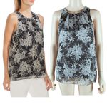Vince Camuto Black/White Boudoir Botanical Top XS Photo 1