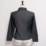 Anne Fontaine Dark Denim Zip Up Ruffle Slim Fit Short Collar Jacket Top 3 Medium Blue Photo 5