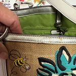 Coach Vintage Limited Edition Straw Burlap Bee Flower Satchel Tote Purse Photo 13