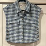 ZARA ‎ Blue and White Tweed Vest small Photo 0