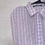 ZARA  Women's Size Small Purple Sleeveless Shoulder Pad Plaid Button Up Crop Top Photo 2