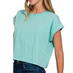 Zenana Outfitters Rolled Sleeve Crop T-Shirt Photo 1
