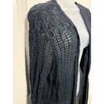 Mudd Y2K Navy Blue Crochet Knit Open Front Long Cardigan Sweater Women's XL Photo 2