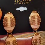 Football Rhinestone Dangle Earrings Brown Photo 2