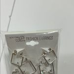 Chic Silver Square Hoop Earrings Set Photo 4