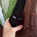 ZARA  Chocolate/Brown Satin Effect Midi‎ Dress size Small Photo 4