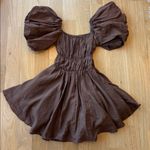Princess Polly  Dress Brown Mini Puff Sleeve Halton Size 0 Photo 3