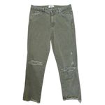 Paige  Horton Slim Crop‎ Olive Green Distressed Hem Ankle Jeans Ripped Knee Sz 30 Photo 5